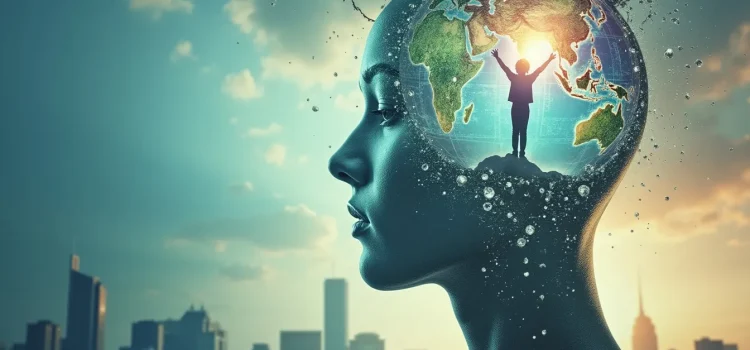 Positive Visualization: 4 Steps to Get Into a Routine A drawing of a woman with herself in her brain raising her hands in victory illustrates positive visualization