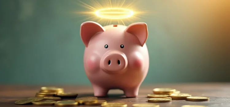 What Is Effective Altruism? William MacAskill Explains A piggy bank with a halo over its head illustrates what effective altruism is