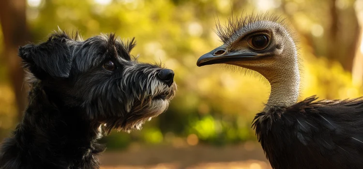 How Sy Montgomery Gained a Passion for Animals A Scottish terrior and an Australian emu staring at each other