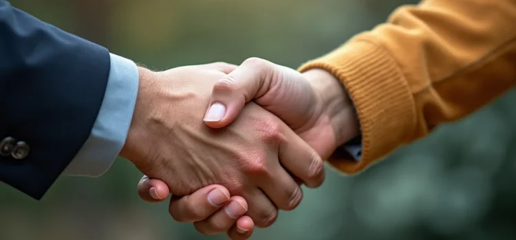 How to End a Conflict: The Final 2 Steps in Conflict Resolution Two people shaking hands in agreement illustrates how to end a conflict