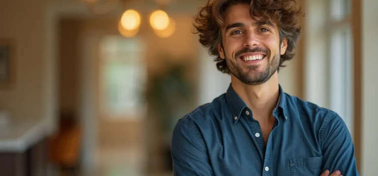 Kicking Confidence Gremlins to the Curb (The Squiggly Career) A confident career man with a blue shirt and longish brown hair knows how to keep confidence gremlins at bay