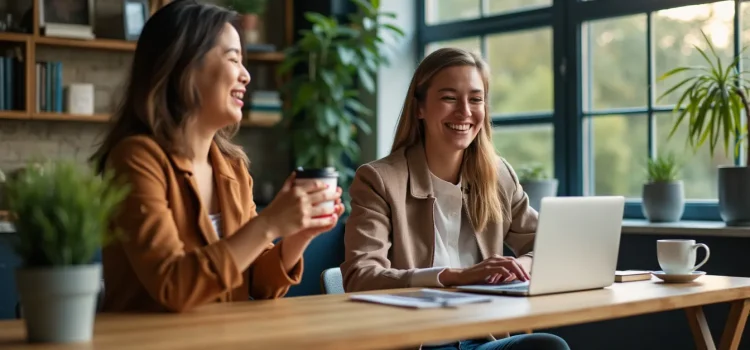 Alfred Adler’s 3 Types of Relationships: Why We Need Each One Two female coworkers drinking coffee in an office illustrate one of the three types of relationships in Adlerian psychology