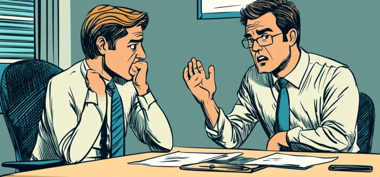 How to Deal With Customer Complaints: Make It a Chance to Grow A businessman listening to an upset customer in a meeting room, demonstrating how to deal with customer complaints