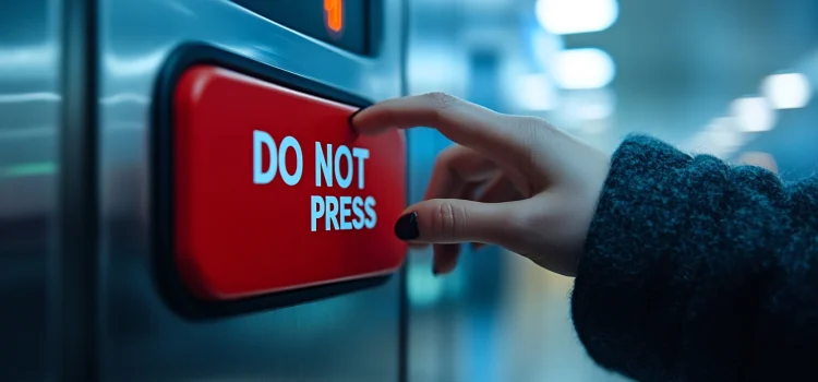 Why Are ADHD People Impulsive? Doctor Explains A woman pressing a reddit button that says "DO NOT PRESS," answering if adhd people are impulsive