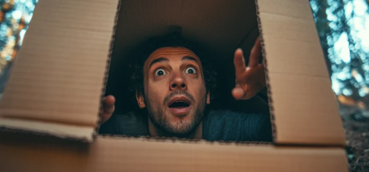 Why Creativity and Play Are Important for Adults A man coming out of a cardboard box to signify the importance of creativity and play in adults