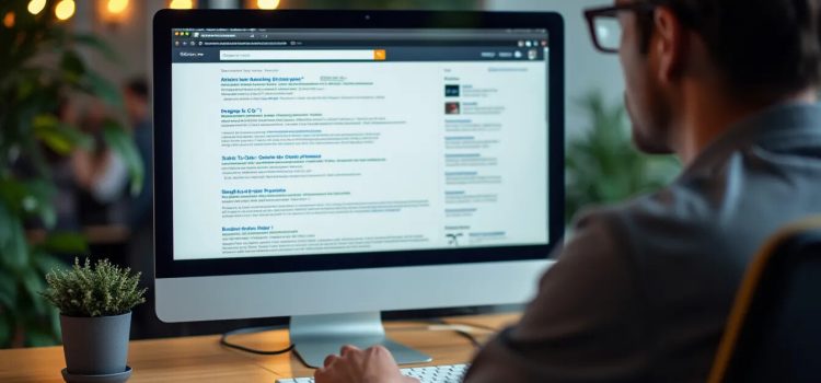 Information as a Commodity: Who Rules the Superhighway? A man wearing glasses looking at generic search engine results on a computer screen illustrates information as a commodity