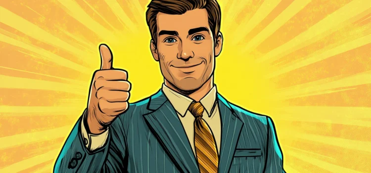 Positive Reinforcement for Employees: Rewarding Motivation A manager in a suit giving a thumbs up as positive reinforcement for employees