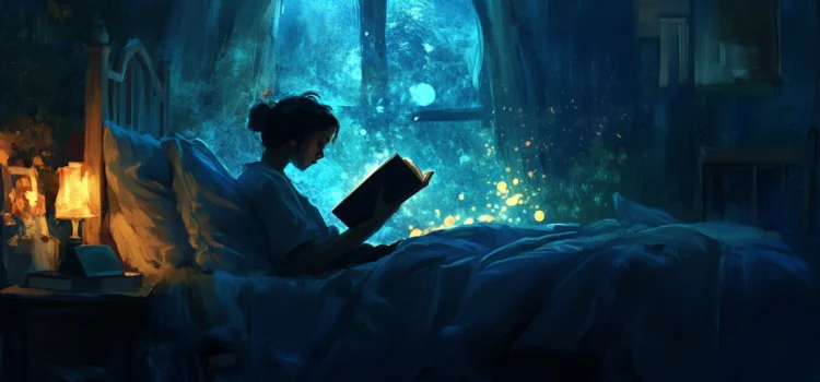 4 Technology Addiction Solutions for Adults and Teens A woman reading at night in bed as a solution to technology addiction