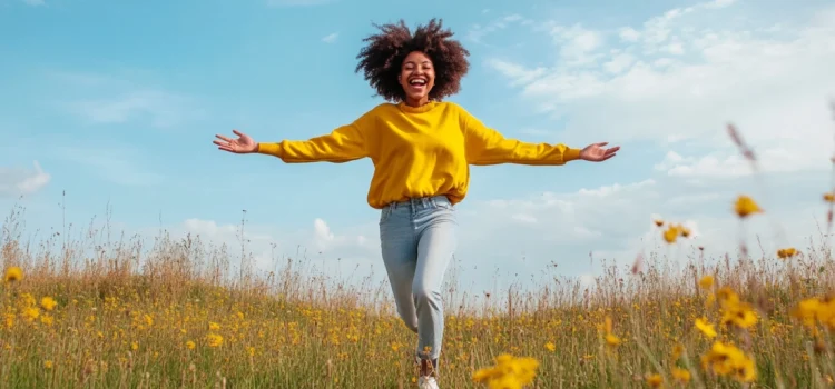 How to Get the Most Out of Life: Set Long-Term Goals A woman getting the most out of life by skipping in a field