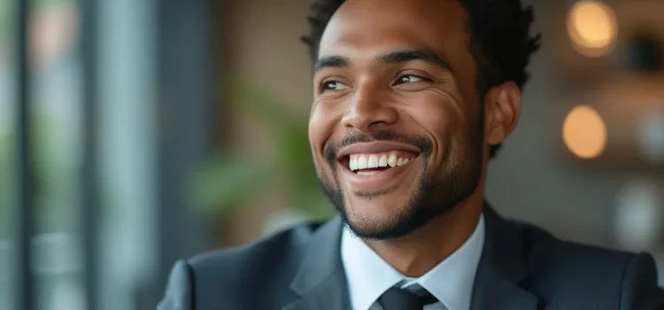 Personal Growth in Business: Leadership Through the Messy Middle A smiling man in a suit and tie illustrates personal growth in business
