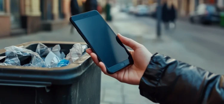 How to Prevent Technology Addiction: Tips for Adults & Kids A phone being thrown in the trash as a way to prevent technology addiction