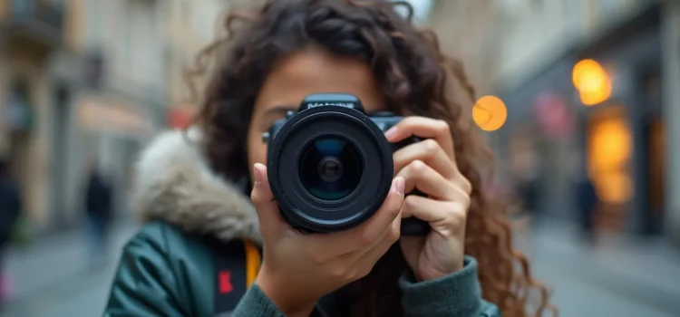 Product Usability Is Paramount: Expert Advice From Scott Belsky A woman with dark curly hair and a green coat standing in the middle of a street and using a camera depicts product usability