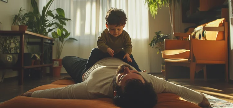 How Not to Raise Entitled Children: Maintain a Hierarchy An entitled child sitting on top of his father, who is laying on the living room floor