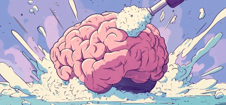 The Full Guide to Neurocycling (What It Is and How to Do It) A brain being cleaned as part of the neurocycling process