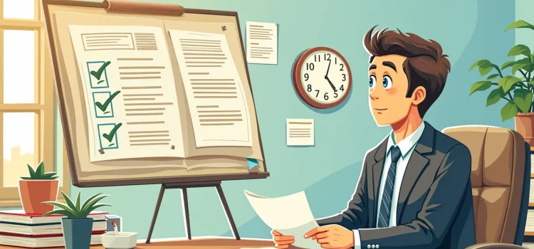 The 3 Components of Decision-Making for Integrative Thinkers A cartoon drawing of a man at a desk looking at a board with checklists illustrates the components of decision-making