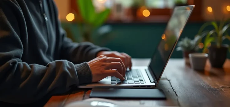 Automation and Productivity: Delegate Busywork to Machines A man working at a laptop illustrates the link between automation and productivity