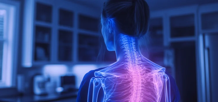 Tension Myositis Syndrome: Dr. Sarno Describes the Condition A translucent look at a woman's back, representing tension myositis syndrome