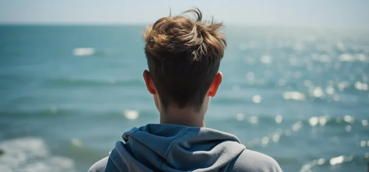 How to Experience Awe: 4 Sources of Wonder to Explore A person with short hair, seen from behind, looking at the ocean illustrates how to experience awe
