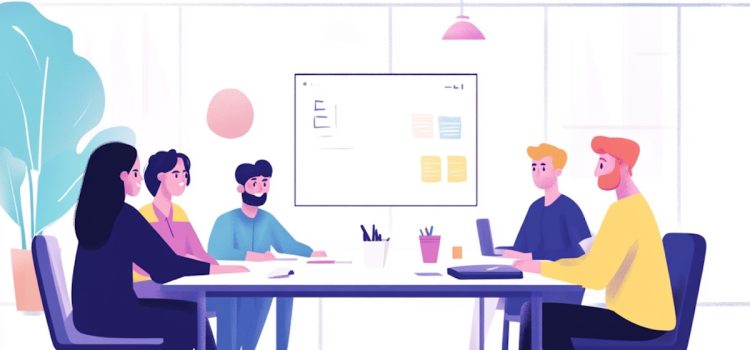 Frequency of Meetings: When & How to Meet for Maximum Impact A cartoon drawing of a team meeting around a conference table illustrates the optimal frequency of meetings