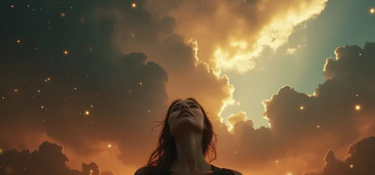Our Sense of Awe: A Psychologist Defines an Elusive Feeling A woman with dark hair looking up into the starry and cloudy sky experiences a sense of awe