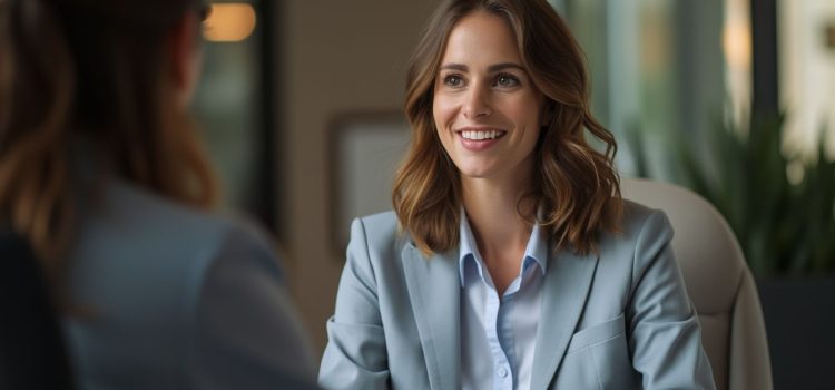 Conducting COO Interviews: 3 Rounds to Find the One for You A professional woman with brown hair sitting across from someone while conducting COO interviews