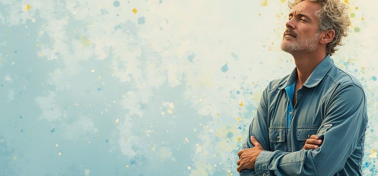 How to Overcome Overthinking and Anxiety: 5 Key Strategies A calm man with curly gray hair and a beard closing his eyes illustrates how to overcome overthinking and anxiety