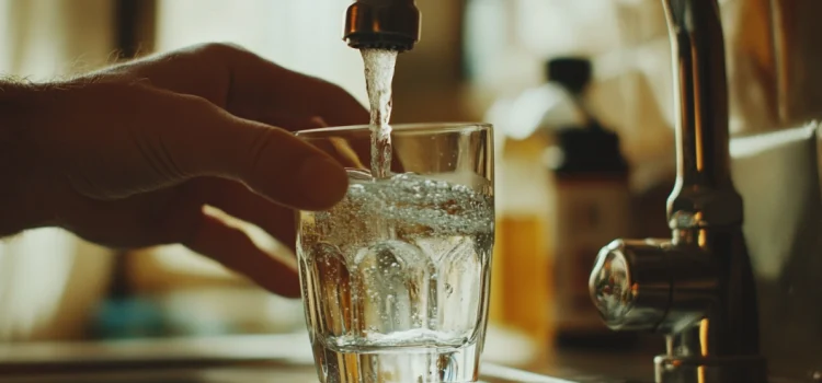 The Water Fluoridation Controversy: A Look at Both Sides A hand filling a glass with water from the sink faucet, displaying the water fluoridation controversy