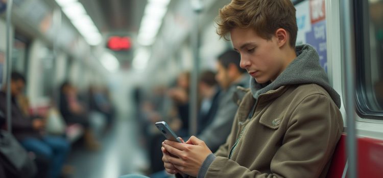 TikTok as a News Source: Going Way Beyond Dance Videos A teenager on the subway looking at his mobile phone illustrates social media as a news source