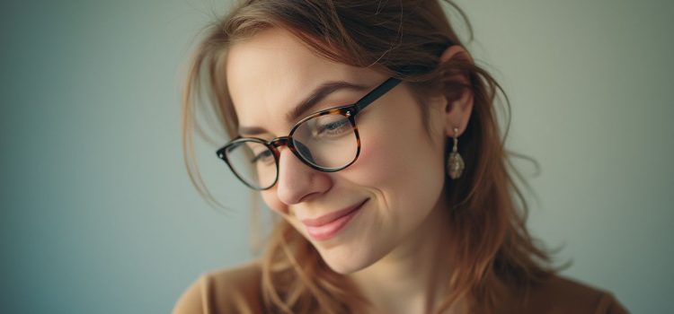 What Are the Traits of Autism? Devon Price Explains A woman with glasses and earrings smiling and looking down illustrates the question, "What are the traits of autism?"