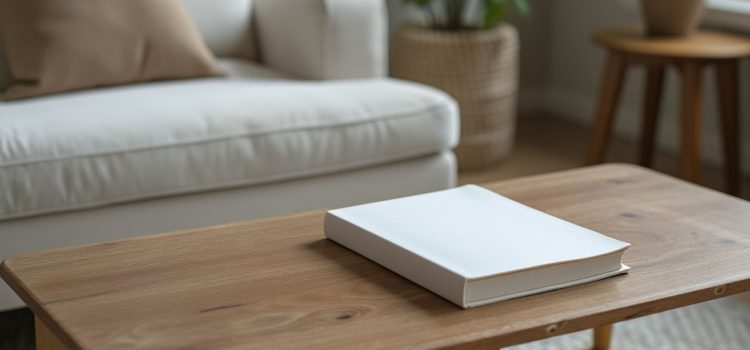 Letters From a Stoic by Seneca: Overview & Lessons A book with a plain cover lying on a coffee table in a living room