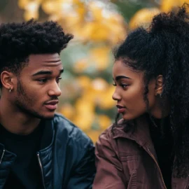 A couple having a serious conversation together about their priorities in the relationship