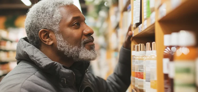 The Psychology of Retail: How Spaces Influence Shopping A man looking at a product on a shelf, representing the psychology of retail