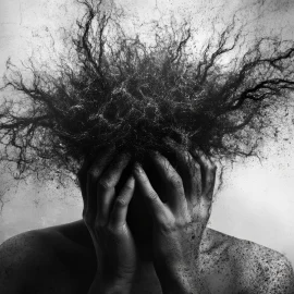 A man holding his head and trying not to catastrophize