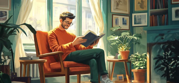10x Is Easier Than 2x: Book Overview and Takeaways A man happily reading a book at home
