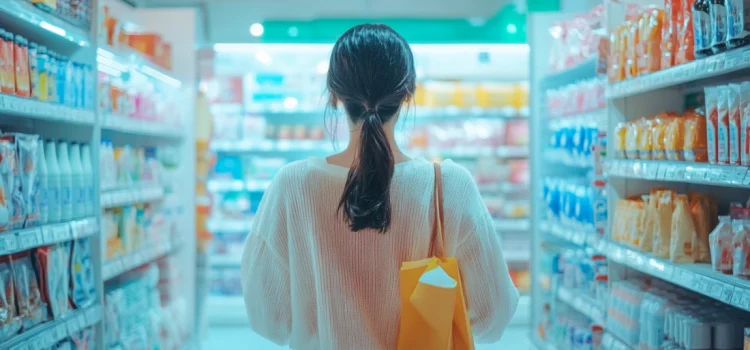 What Affects Consumer Behavior: The Science of Shopping A woman in the aisle of a store, showing what affects consumer behavior