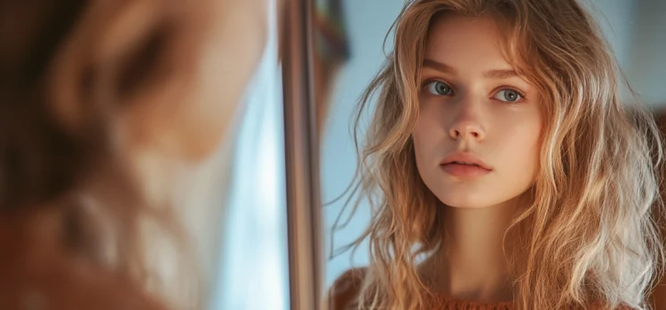 How to Manage Unrealistic Expectations: 3 Things to Accomplish A woman who needs to learn how to manage unrealistic expectations, looking sadly in a mirror