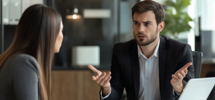 The Personal Benefits of Dealing With Difficult People at Work A manager dealing with a difficult person at work