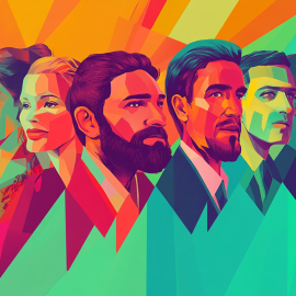 A colorful illustration of business managers with effective leadership skills