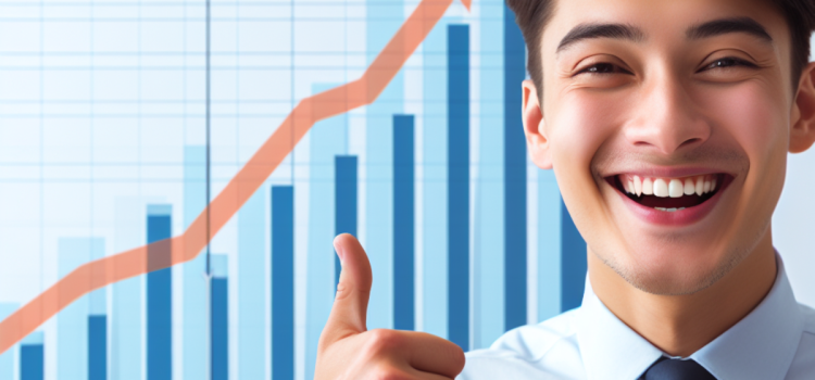 Create Your Wealth-Building Strategy: 5 Steps Toward Prosperity A smiling man with a thumbs up in front of an upward trending graph illustrates a wealth-building strategy