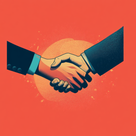 Two hands shaking after making a sale