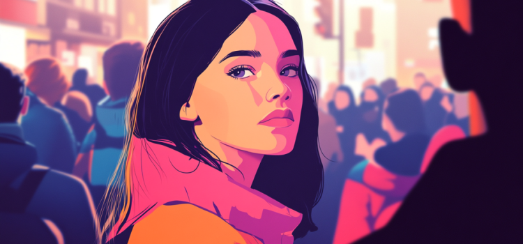 How to Respond to Criticism & Become Unoffendable A drawing of a confident and serious young woman in a crowd illustrates how to respond to criticism