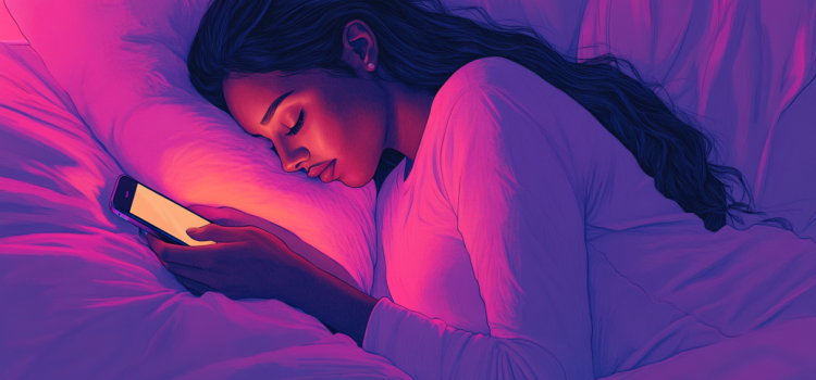 10 Ways to Break Your Digital Addiction (+ How to Detox) A woman with a digital addiction who is using her phone in bed