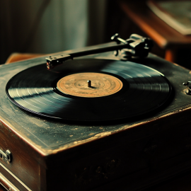 An old record player on a table near a window because music is good for memory decline