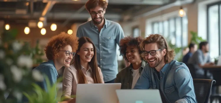 3 Post-Project Steps: Tidy Up, Review, & Celebrate (Charlie Gilkey) People in an open workspace celebrate completing a project illustrates post-project activities
