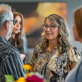 A variety of people chatting at a gathering illustrates bonding and bridging social capital