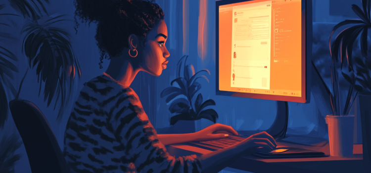 How Does Social Media Affect Attention Span? (Gloria Mark) A woman scrolling on her computer, showing how social media affects attention span