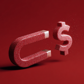 A magnet attracting a dollar sign, symbolizing lead generation