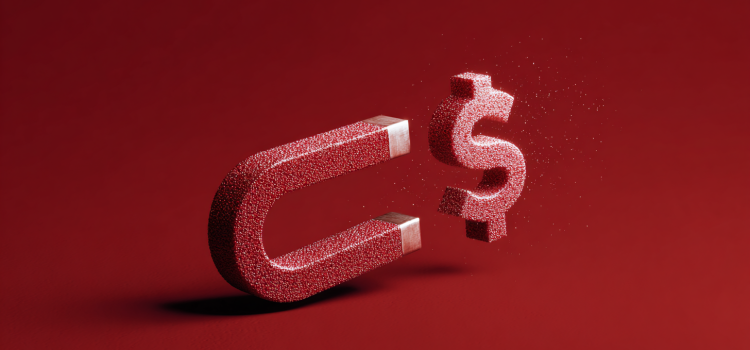 $100M Leads by Alex Hormozi: Book Overview & Takeaways A magnet attracting a dollar sign, symbolizing lead generation