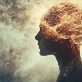 Ray Kurzweil’s How to Create a Mind (Book Overview) An artistic depiction of a woman's head in profile surrounded by clouds with her mind illuminated