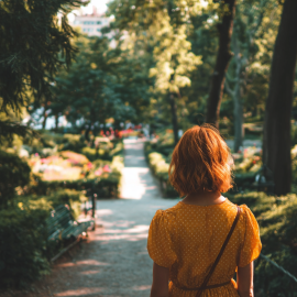 A woman looking at a park